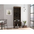 Tuhome Oslo Bar Cabinet, Twelve Built-in Wine Rack, Double Door Cabinet, Two Shelves, Dark Walnut BLC6711